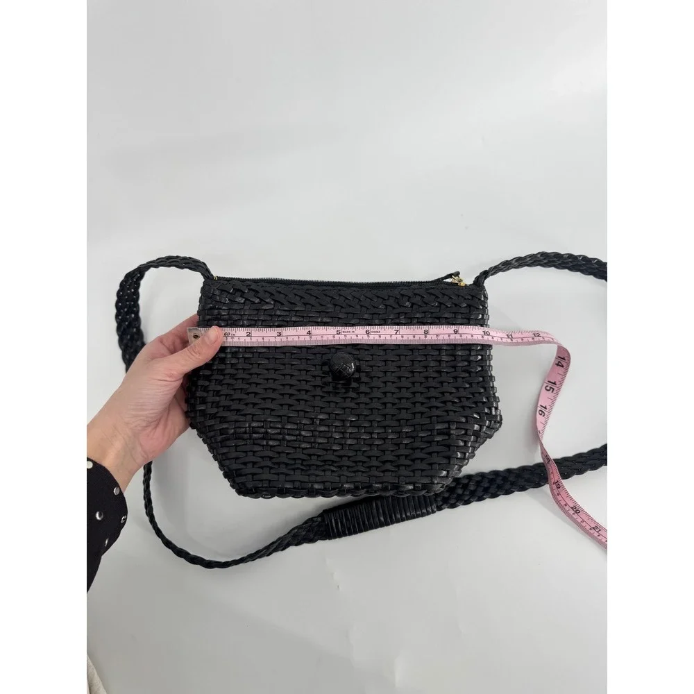 Talbots Crossbody Bag Women Small Black Good Woven Leather Vintage Aesthetic - Picture 9 of 12